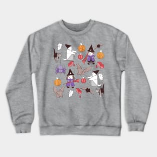 Halloween origami tricks // white and coloured paper and cardboard geometric witches cats ghosts spiders wolfs bats Dracula lips and pumpkins Crewneck Sweatshirt